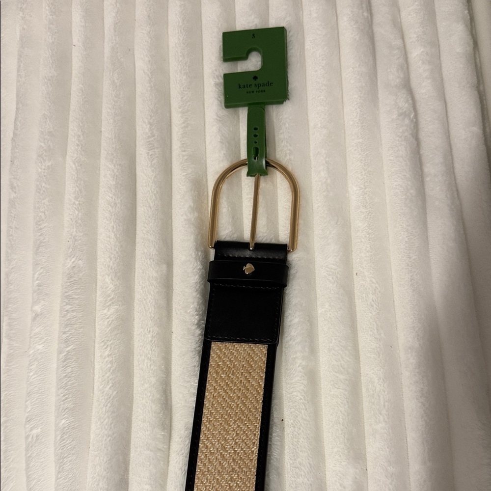 Kate Spade Black and Tan Belt with Gold Accents Sz Small
